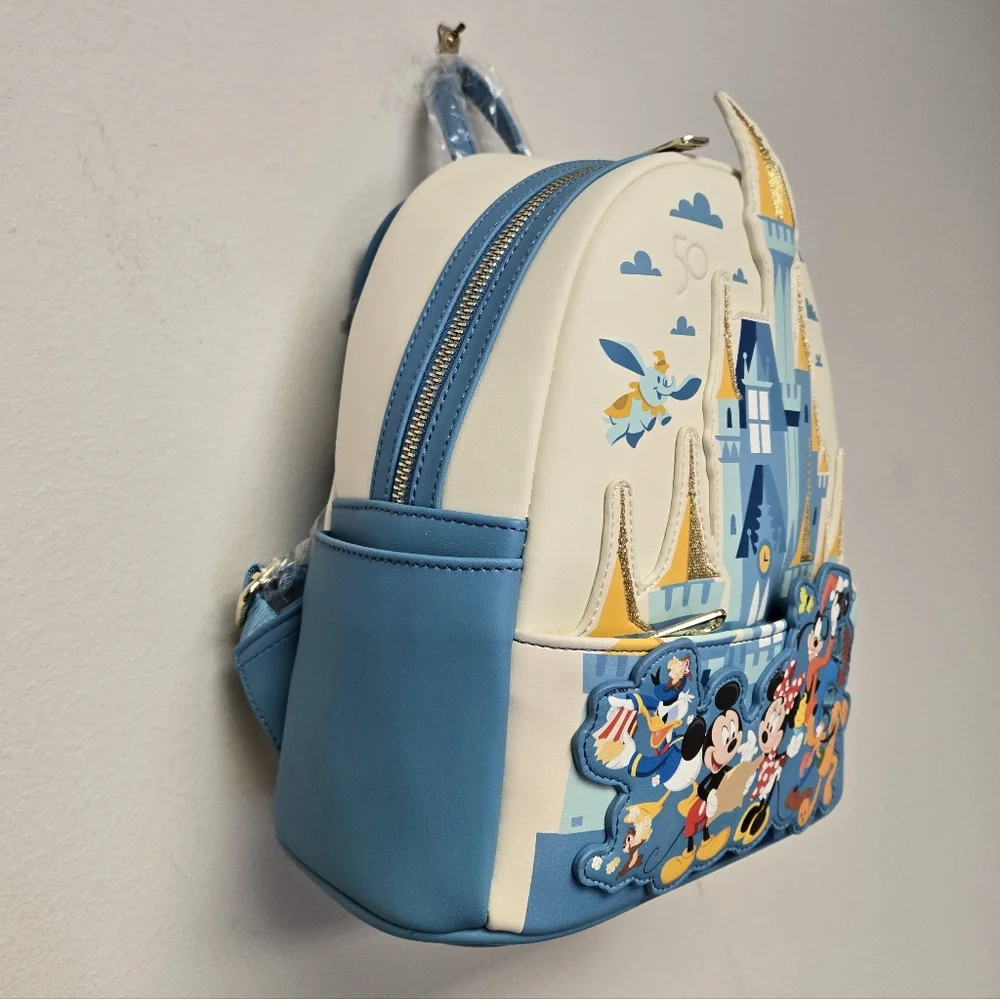 Loungefly Walt Disney World 50th Anniversary Castle Mickey and Friends Backpack
